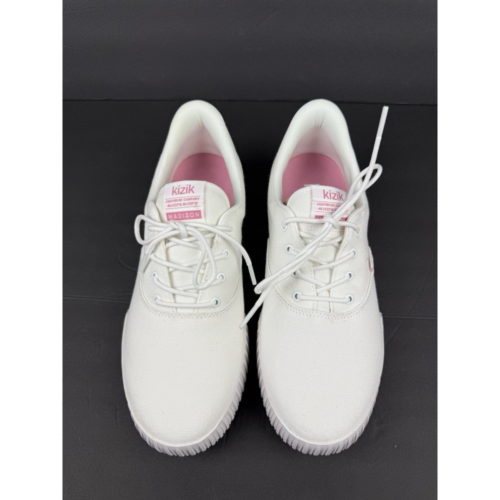 Kizik Madison Sneakers 11 White Lace Up Canvas Slip Ins Womens Brand New